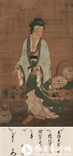 陆信忠 南宋 仕女图设色绢本 立轴128.5×75cm 约8.7平尺 陆信忠 南宋 仕女图设色绢本 立轴128.5×75cm 约8.7平尺
