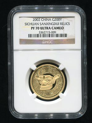 2002年四川三星堆1/2盎司精制金币一枚 2002年四川三星堆1/2盎司精制金币一枚