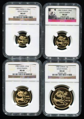 1982年熊猫金币四枚一套 1982年熊猫金币四枚一套