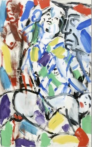 《皮加勒区的毕加索》，卢西亚诺·卡斯泰利，1993年，布面油彩，160*100cm