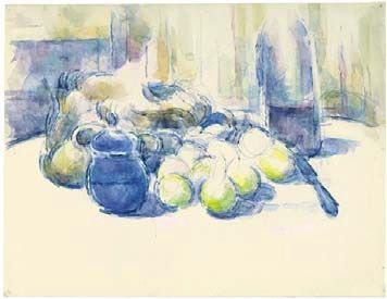 保罗·塞尚 《Still Life with Pears and Apples, Covered Blue Jar, and Bottle of Wine》 保罗·塞尚 《Still Life with Pears and Apples, Covered Blue Jar, and Bottle of Wine》