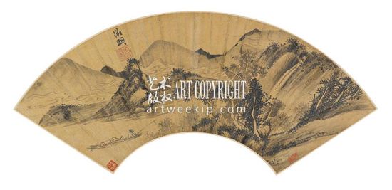 文征明-垂钓图“嘉树堂”明人藏扇专场 北京匡时供图 文征明-垂钓图“嘉树堂”明人藏扇专场 北京匡时供图