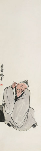 齐白石 洗耳图 立轴 设色纸本 132.5×35cm 齐白石 洗耳图 立轴 设色纸本 132.5×35cm