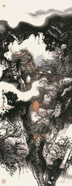 陈平 《费洼山庄——春》 180cm×70cm 2010年作 陈平 《费洼山庄——春》 180cm×70cm 2010年作