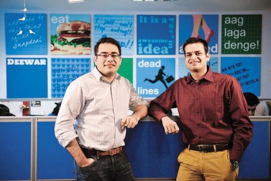 snapdeal联合创始人兼ceo kunal bahl(左)和联合创始人兼coo rohit