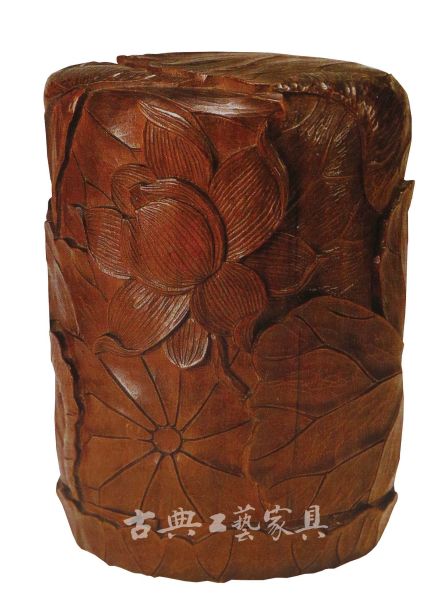 清 楠木雕连纹茶罐，现藏于北京某处