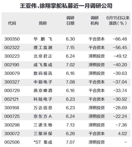 大跌以来大佬 王亚伟徐翔盯上这些股(名单)_私