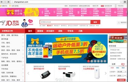 在浏览器输入zhangzetian.com ，域名直接跳转到京东首页。