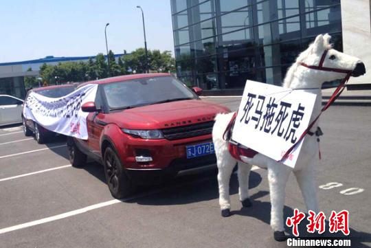 “死马拖死虎”,车主用这种方式维权。 谷华 摄