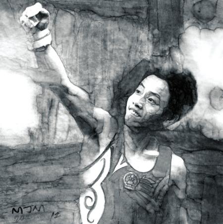 北京奥运冠军水墨肖像画周六在蓉开拍