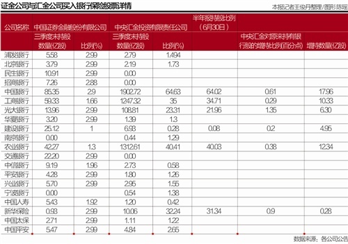 证金汇金斥资数千亿买入14家银行保险公司