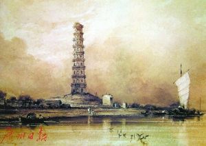 19世纪中,琶洲塔附近的珠江,水上海鸥翻飞。 广州记忆:珠江曾是一片海 波涛直拍越秀山