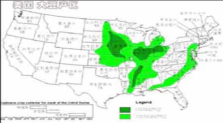 美国大豆产区分布图.