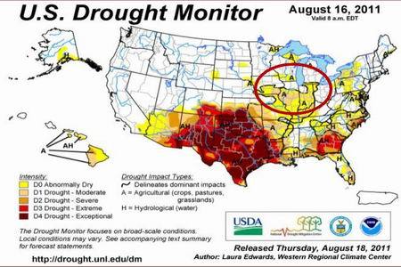 图为截至8月16日美国干旱监测图.(图片来源:usda,宏源期货)