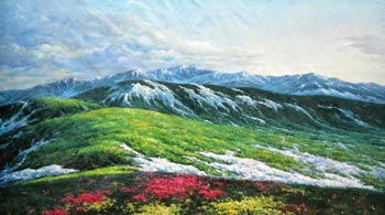 吴宗益 朝鲜油画《白头山(长白山)》