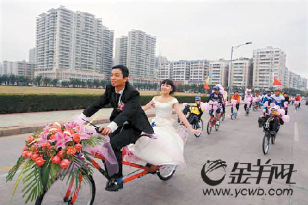 近百单车接新娘