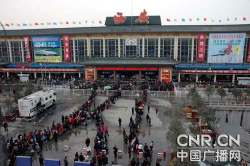 2月19日(农历正月初六)西安车站的旅客发送量