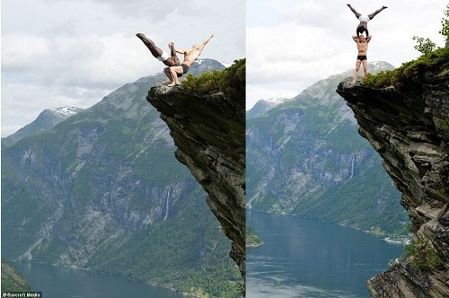 [极限]挪威牛人300米高悬崖边玩杂耍