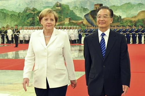 国家主席胡锦涛在人民大会堂会见德国总理默克尔