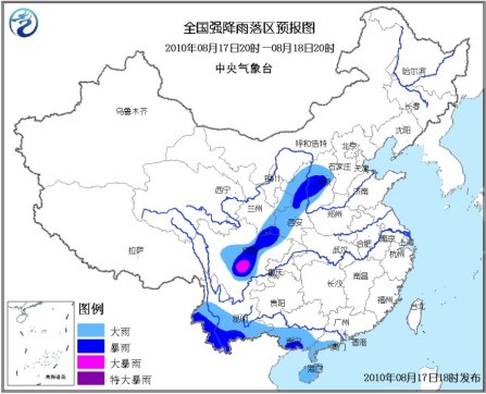 暴雨蓝色预警继续发布川滇陕晋等地大到暴雨(图)