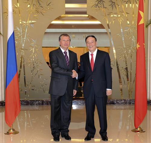 王岐山与谢钦举行中俄能源谈判代表第六次会晤