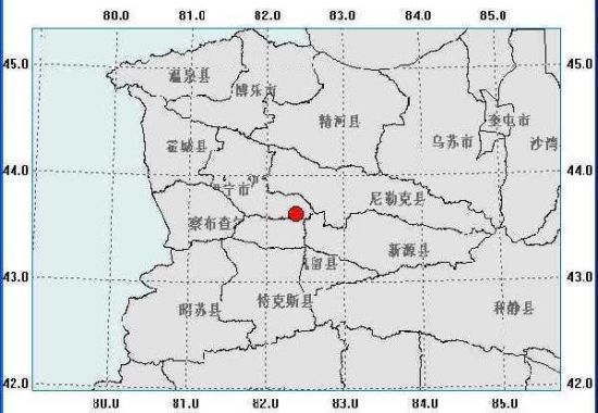 新疆伊宁巩留县交界60级地震震源深10公里