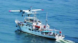 中国海监飞机参加执法巡逻。(资料图片)