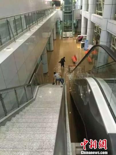 暴雨突袭浙江义乌 机场被淹航班一度取消(图)