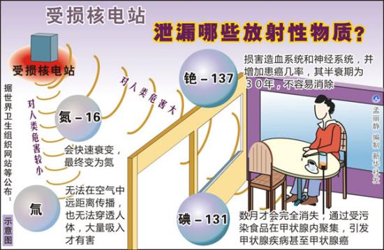 图表：受损核电站泄漏哪些放射性物质？ 新华社发