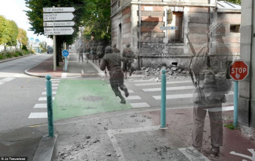 照片特效让二战老兵幽灵重现现代都市街道(图