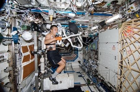 日本宇航员借太空运动宣传健身