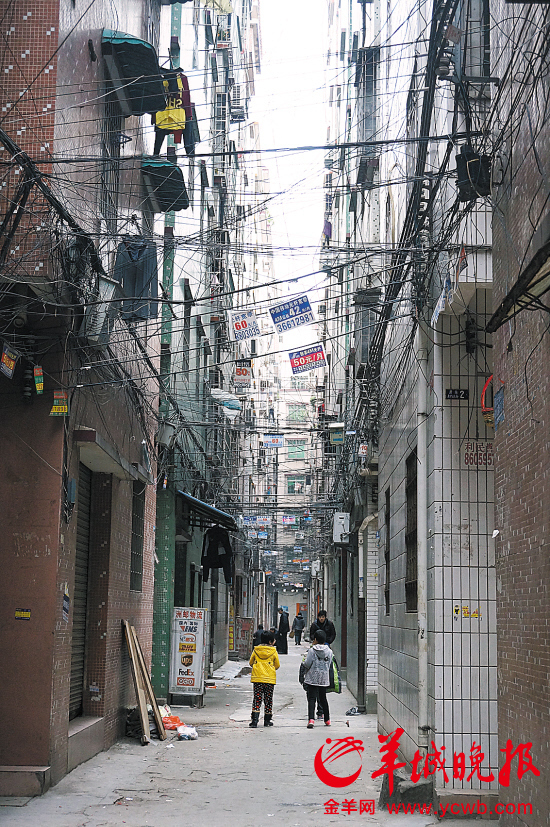 狭窄的巷子,密布的天线是城中村"标配 羊城晚报记者 林园摄于白云