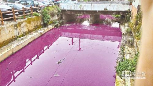 工厂排放废水 台湾桃园县现紫色河(图)