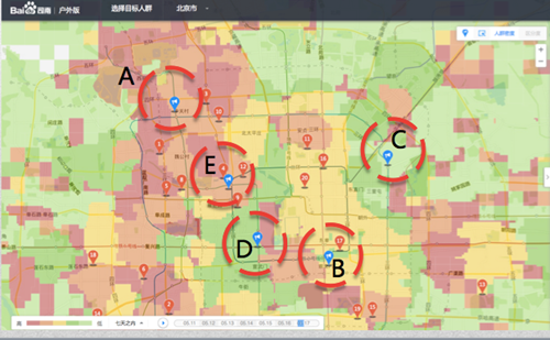 (百度司南户外版热力图与户外广告点位匹配度)