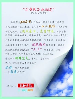 “今年我不放烟花”网络合约书。摄影 陈彬彬