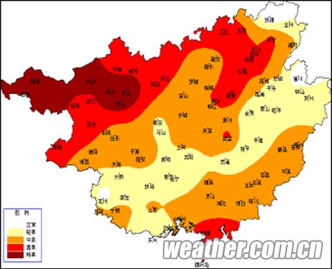 天气预报 > 正文     3月25日08时广西气象干旱分布图   广西壮族自治