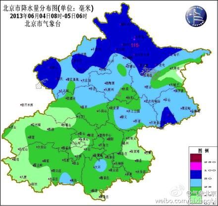 6月4日8时-5日6时 北京市降水量分布