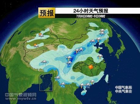 天气预报图(7月8日-12日)