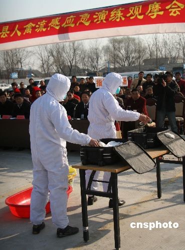 图:安徽蒙城举行人禽流感防治应急处置演练