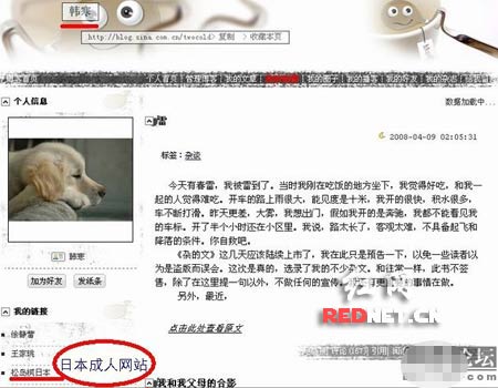 网友指责韩寒博客链日本成人网站 称很黄很大