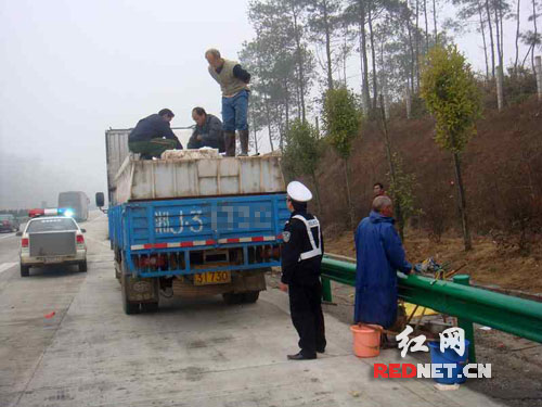 鱼贩生意做上高速 停靠港湾卖鱼被交警喊停(图