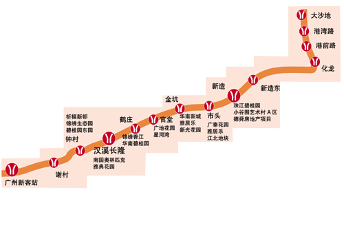 华南新城等大型社区的地铁线路