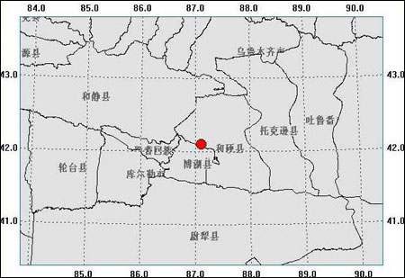 新疆和硕县发生36级地震图