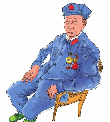 "坐在通江县光荣院的板凳上,93岁的老红军屈文诗平静地说.