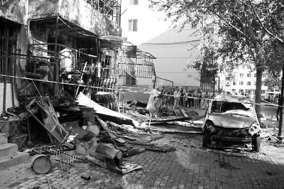 居民区煤气罐站爆炸事发哈尔滨致1死多伤