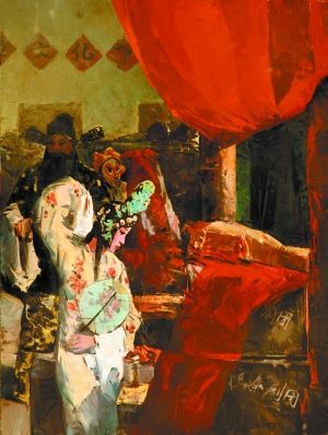 以油画《戏曲春秋送温暖》的独特艺术性和观赏性,引起业内外人士的