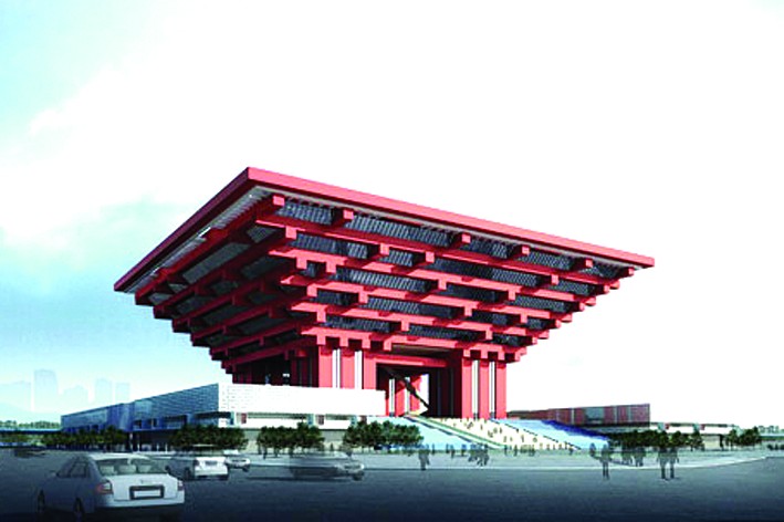 2010年上海世博会园区中国国家馆已完成土建