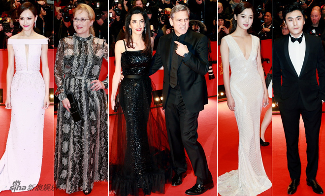 组图：柏林电影节开幕克鲁尼秀恩爱 梅姨人气高