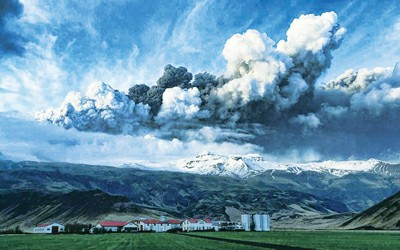 冰岛火山灰封锁北欧天空