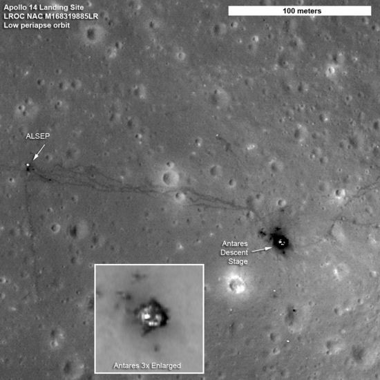 这是美国航天局9月6日公布的“阿波罗”14号登月点照片。新华社/美国航天局